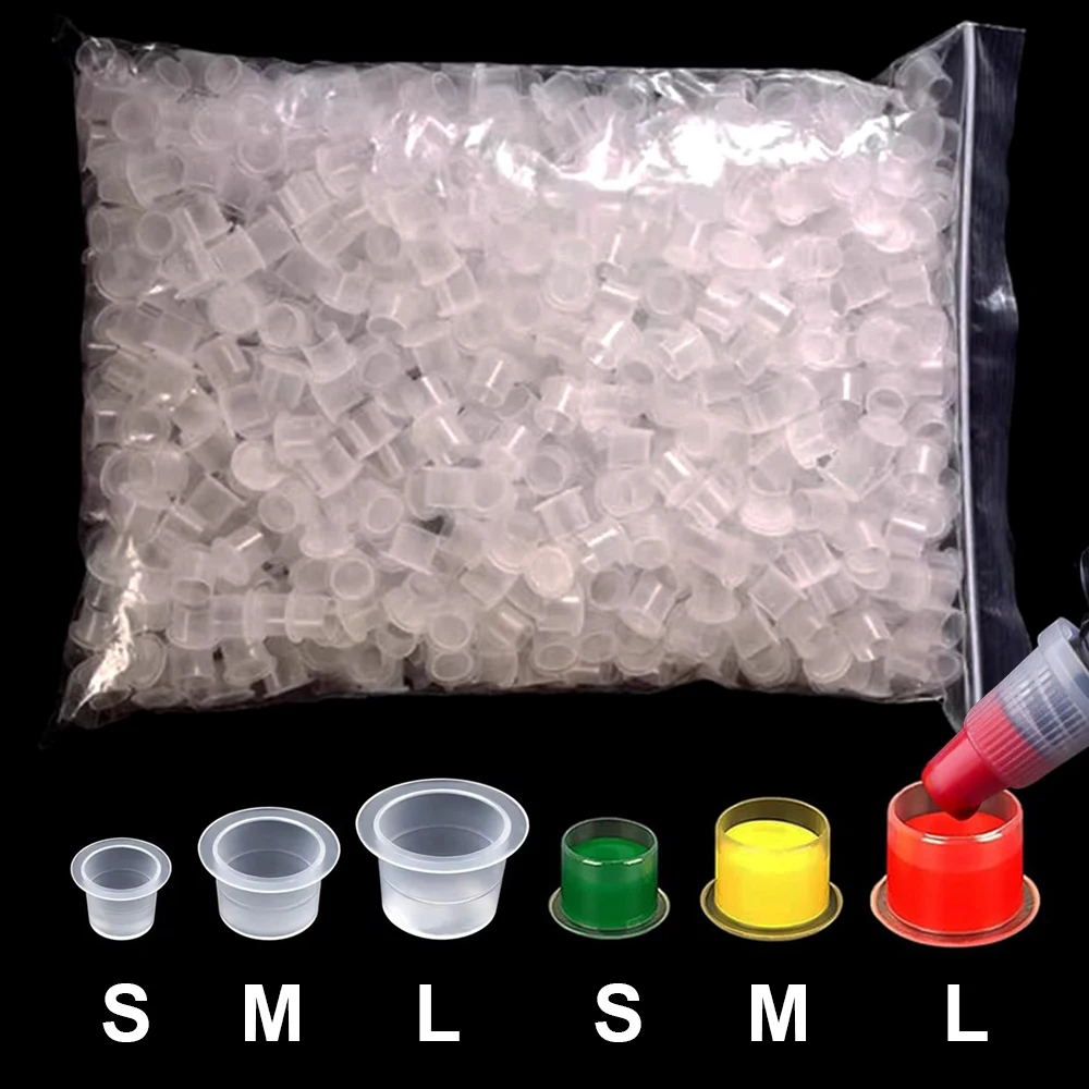 

100 шт., чашки с чернилами для татуировки, одноразовые крышки для микроблейдинга, держатель для пигментов для перманентного макияжа, контейнерные колпачки, аксессуары для татуировок