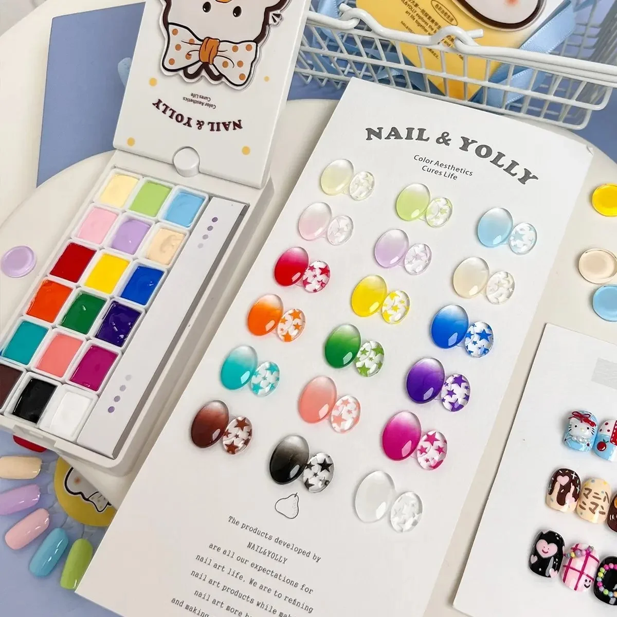 18Grids Patting Gel Palette nail&yolly Mokajia Gradient Patting Soak Off UV LED Gel Varnishes Used For Gradient Stamping Pattern