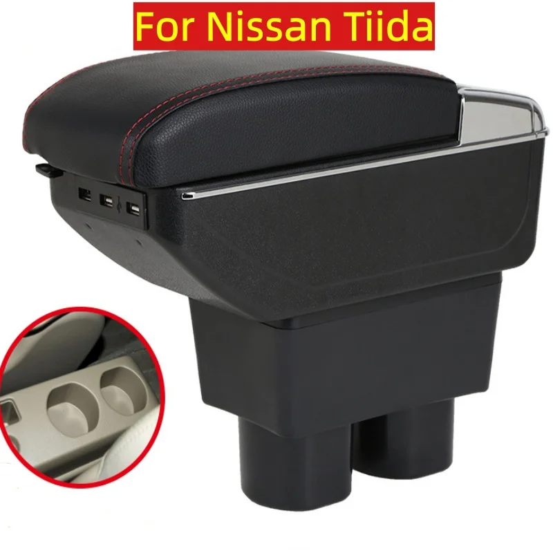 Reposabrazos para Nissan Tiida C11, reposabrazos para Nissan Sylphy Versa Tiida Latio, caja de almacenamiento central interior para coche, accesorios para coche