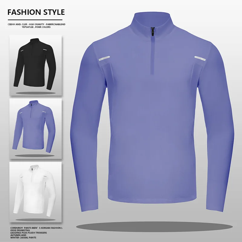 Fashion Fitness Long Sleeve Shirts Men's 1/4 Zip Up UPF 50+ Rash Guard Lightweight Quick Dry Fishing Joggiing Running T-Shirts