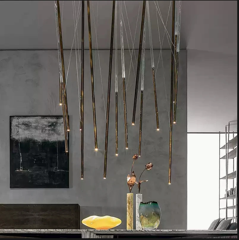 

High-end Acrylic Stainless Steel Chandelier Restaurant Hotel Hotel Lobby Designer Soft Mounted Staircase Chandelier Home Decor