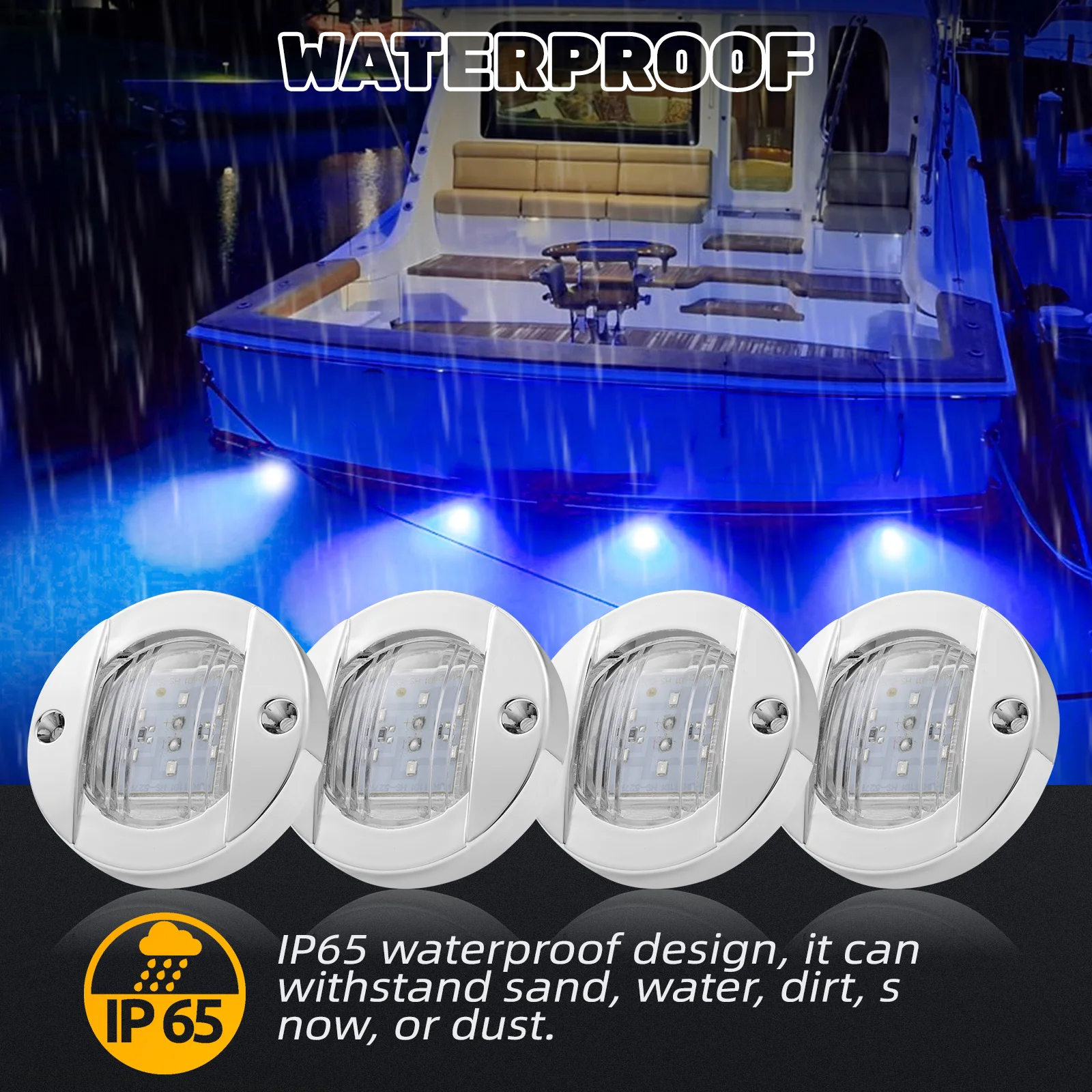 4pcs 12V LED Boat Interior Light for Boat Deck LED Transom Mount Light LED Boat Lights Universal