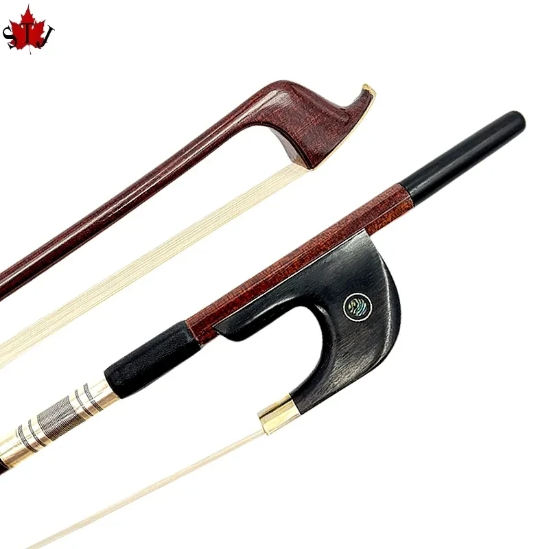 1pcs Germany style Pernambuco Carbon fiber 3/4 upright double bass bow,copper mounted,white Horsehair Horsetail