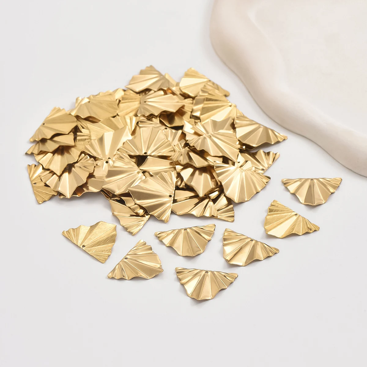 10pcs Brass Geometric Single Hole Triangular and Fan-Shaped Pendants for DIY Jewelry Making - Durable and lightweight Pendants