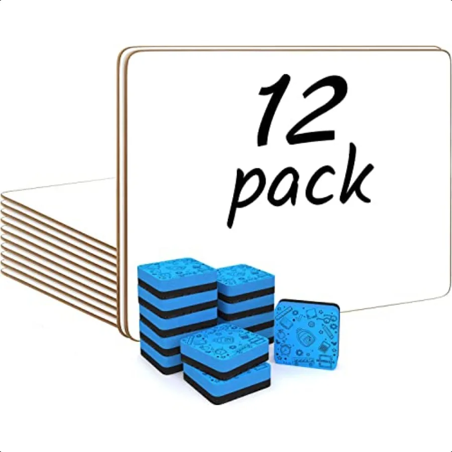 

12 Small White Board Dry Erase Boards Classroom Pack Mini White Boards 9x12 Double Sided Personal Whiteboards for Students Teac