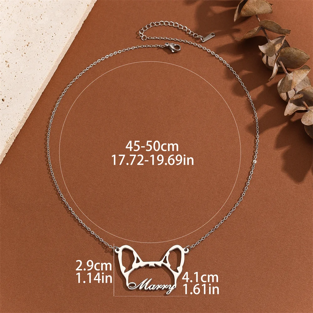 QIMING Custom Personalized French Bulldog Name Necklace Stainless Steel Choker Pendant Necklace Jewelry Gift For Men