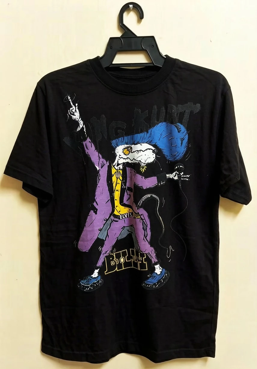 Summer VINTAGE 80s KING KURT PSYCHOBILLY PUNK ROCK CONCERT TOUR T-SHIRT METEORS CRAMPS Men's T-shirts