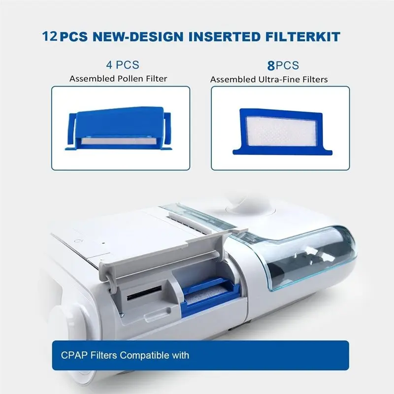 【FAST-SALE】CPAP 12-Pack For Philips Respironics Dreamstation 1 4 Reusable Foam Pollen Filter& 8 Ultra-Fine Disposable Filters