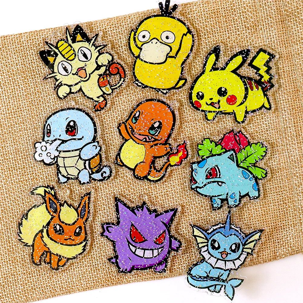 Pokemon Pikachu Glitter Acrylic Key Chain Key Ring Keychain Accessories Pendant Gifts Party Pendant