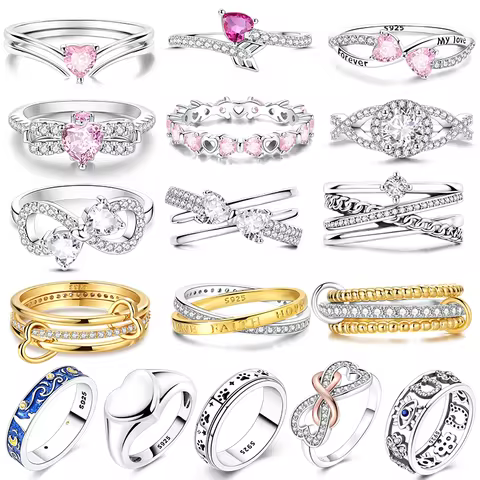 Original 925 Silver Ring Sparking Infinite Love Starry Night Rings For Women Girls Jewelry Birthday Anniversary Engagement Gifts