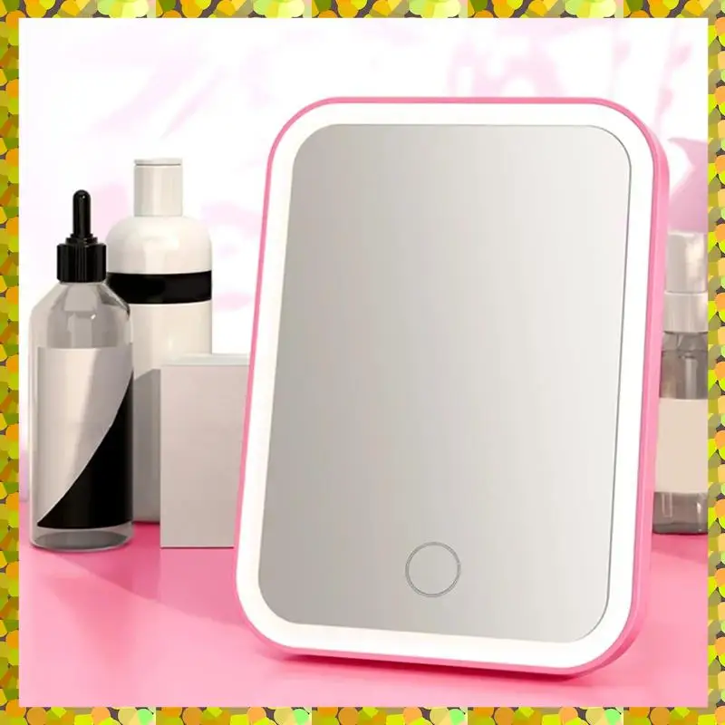 AGLH LED مرآة الغرور مع أضواء المحمولة مستحضرات التجميل السفر منضدية يشكلون مضاءة مرآة مكتب USB قابلة للشحن