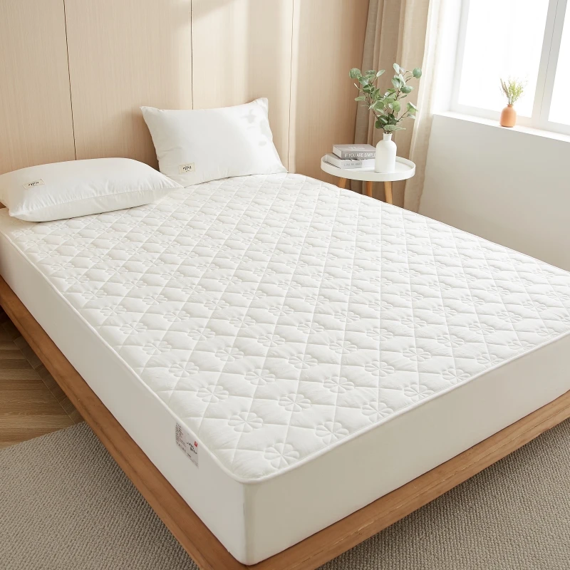 1pc Pure Color Waterproof Quilted Fitted Bed Sheet Mattress Protector 90/120/150/180/200cm Washable Machine Washable Light Breathable Soft and