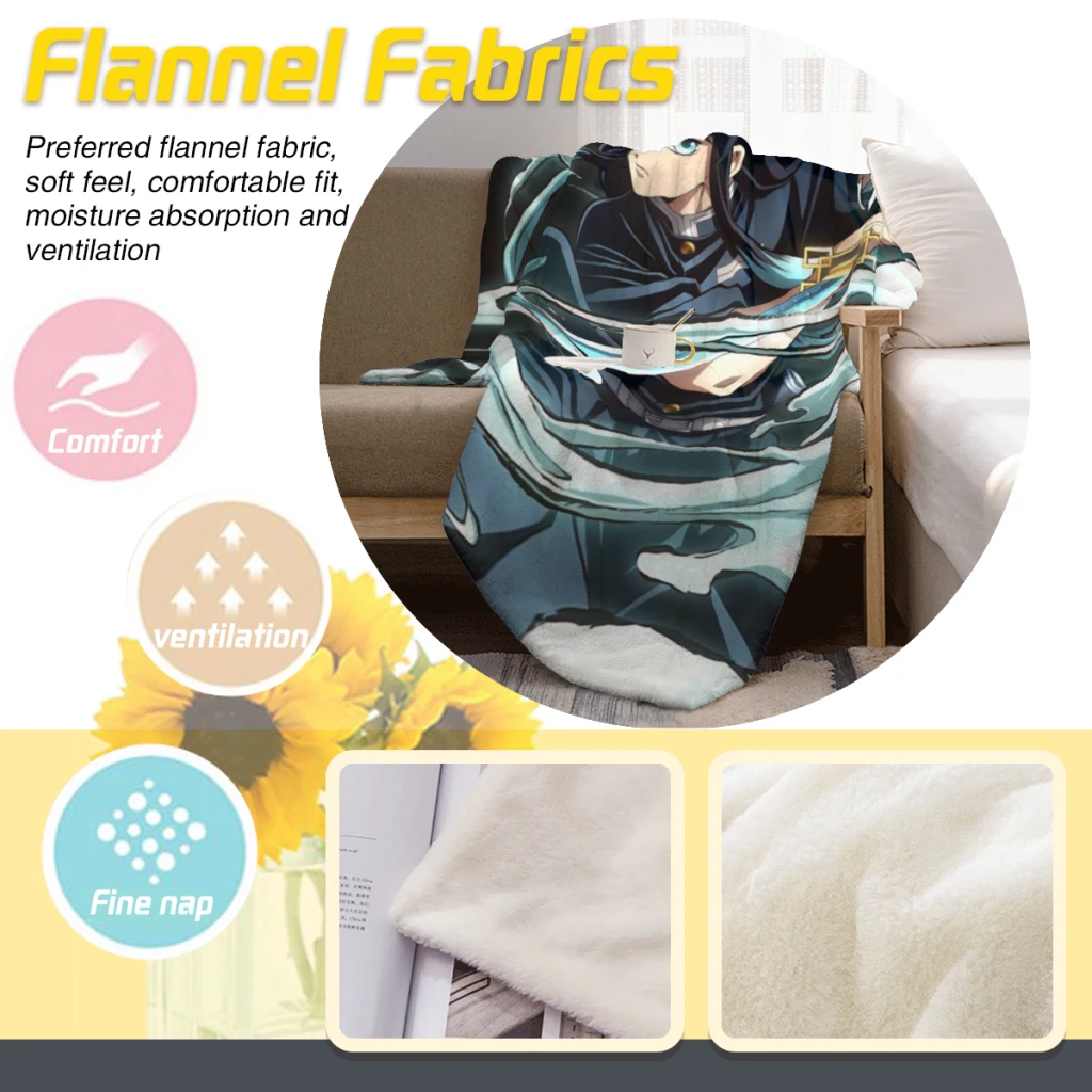 Muichiro Tokito - Demon Slayer Blanket Flange Textile Decor Portable Super Soft Throw Blankets for Home Office Plush Thin Quilt