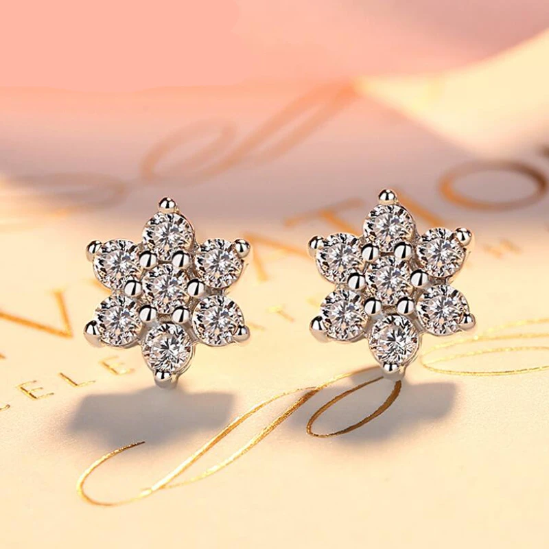 Real 2.8 Carat D Color Moissanite Flower Stud Earrings For Women Top Quality 100% 925 Sterling Silver Sparkling Wedding Jewelry