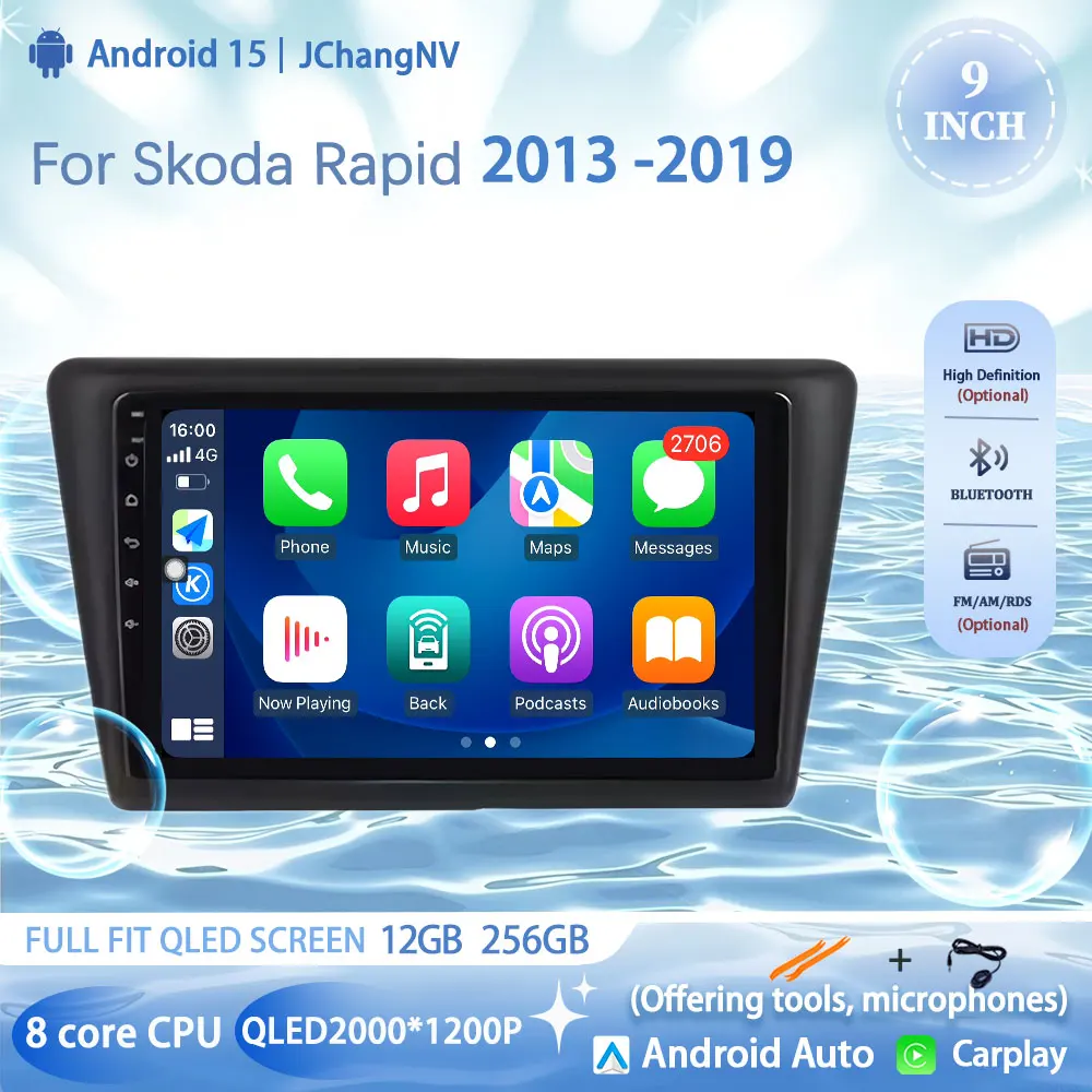 

Android 15 WIFI 4G Car Radio For Skoda Rapid 2013 2014 2015 2016 - 2019 Carplay Auto Multimedia GPS Video Player DSP Stereo