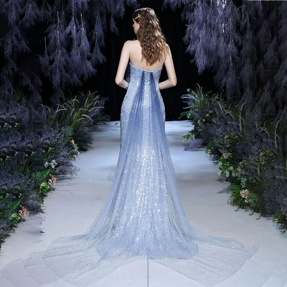 2022 Women Evening Dresses Formal Elegant Long Sequined Mermaid Arabic Dubai Prom Dress Party Gowns Zuhair Murad CL-405