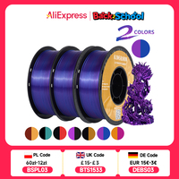 KINGROON Dual-color Silk PLA Filament 1.75mm 2 Color Coextrusion Glossy 3D Printer Filament PLA, 3kg/pack 1kg each spool
