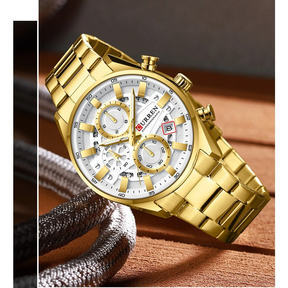 CURREN 8495 New Men's Business Multifunctional Steel Belt Watch Waterproof Calendar Fashion Watches for Men Gift Reloj Hombre view 3