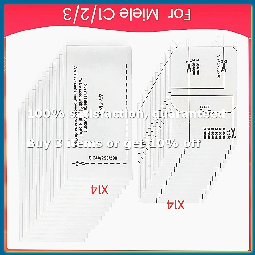 14Pcs Motor Protection Filters and 14Pcs Vacuum Cleaner Filter Set for Complete C1/2/3,Replacement Parts-A009