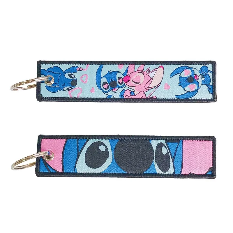 Porte-clés brodé Disney Stitch, porte-clés Anime, étiquette prédire, mode, décoration de sac à dos, accessoires de bijoux, cadeaux