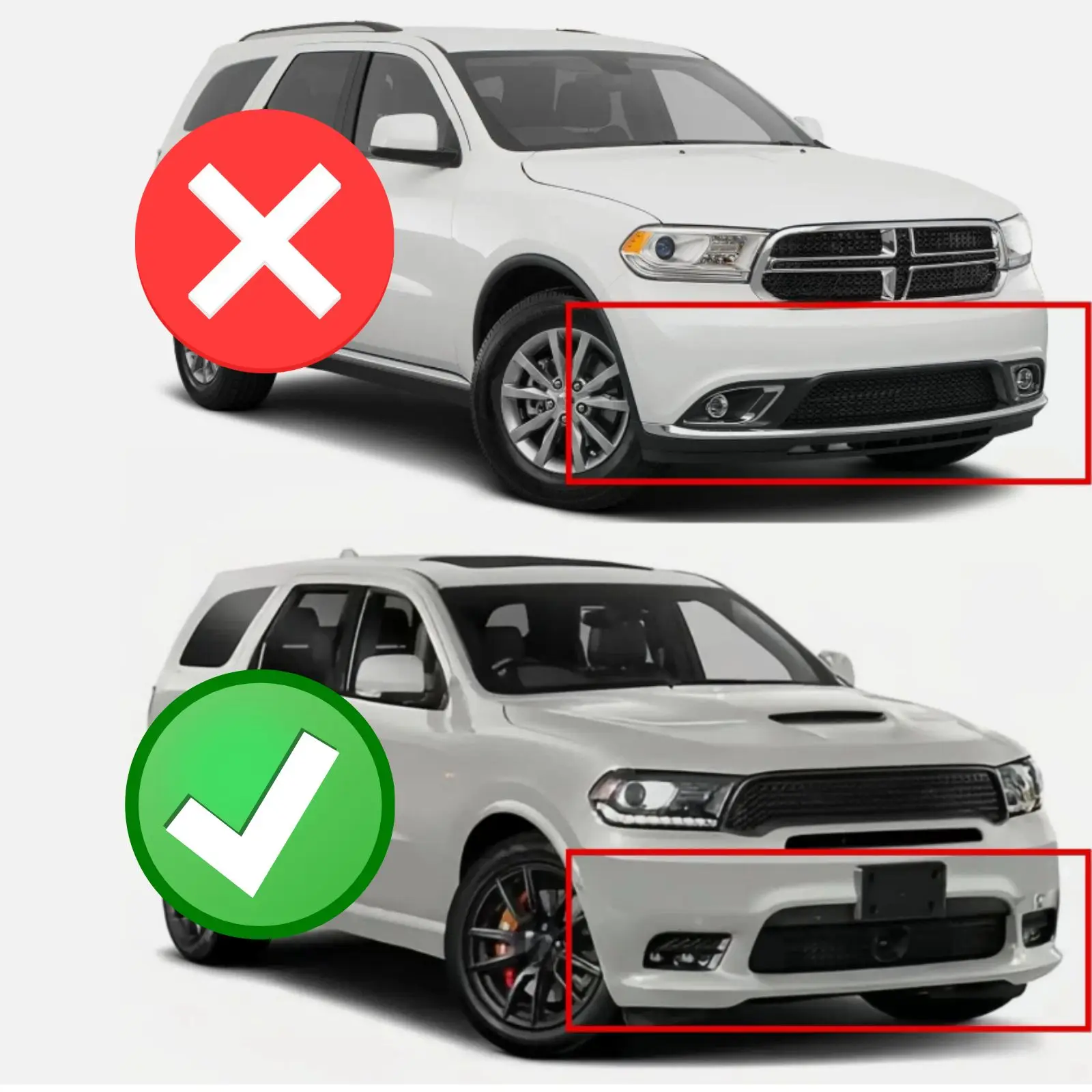 For Dodge Durango Facelift RT Mk3 2014 - 2020/Facelift SRT Mk3  2017 - 2020/GT 2019-2020 Front Bumper Lip Glossy Black Plastic