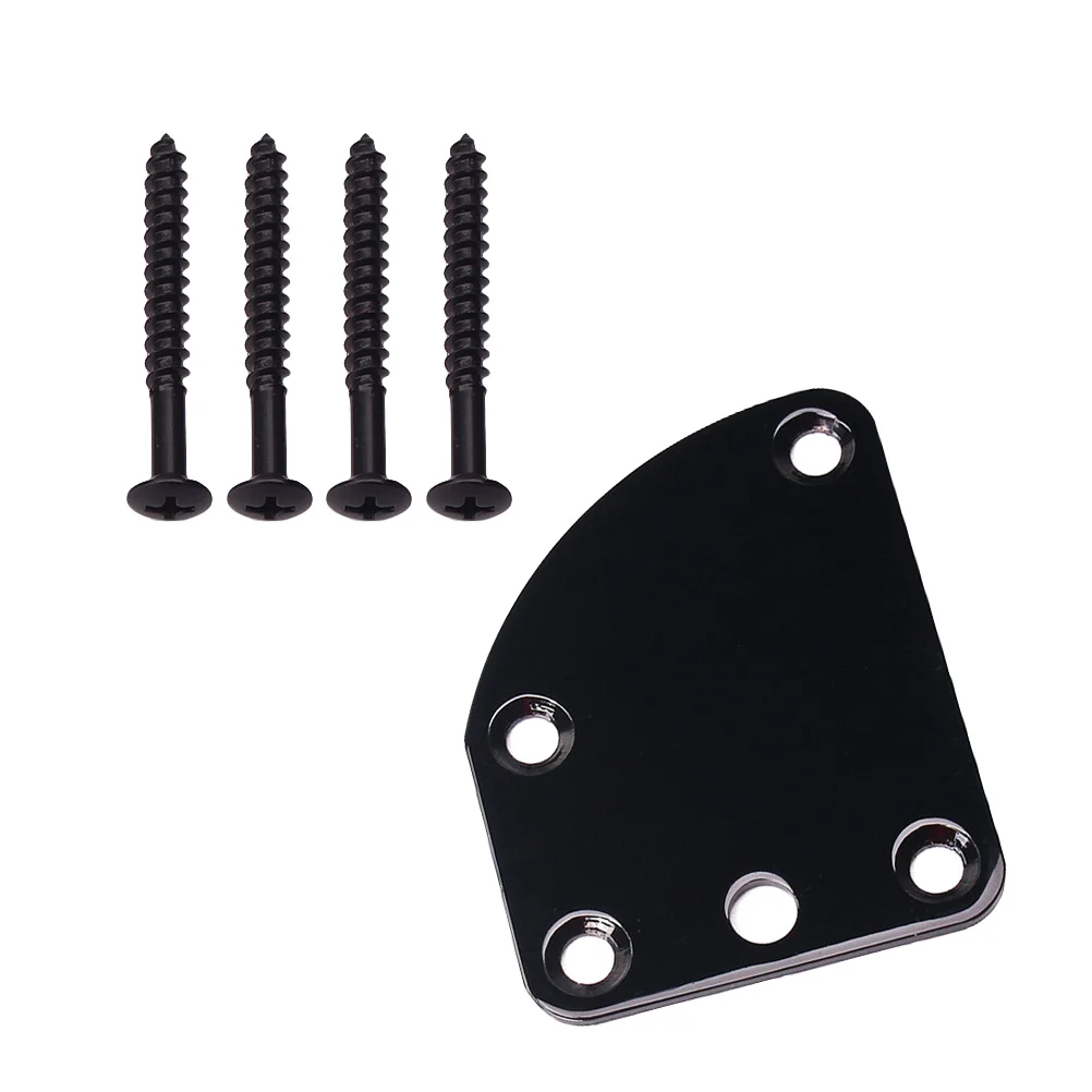 

Triangle 5 Holes Black Guitar Neck Plate Bass Electric Strength Connecting Board Joint Plate Advanced Screws Included