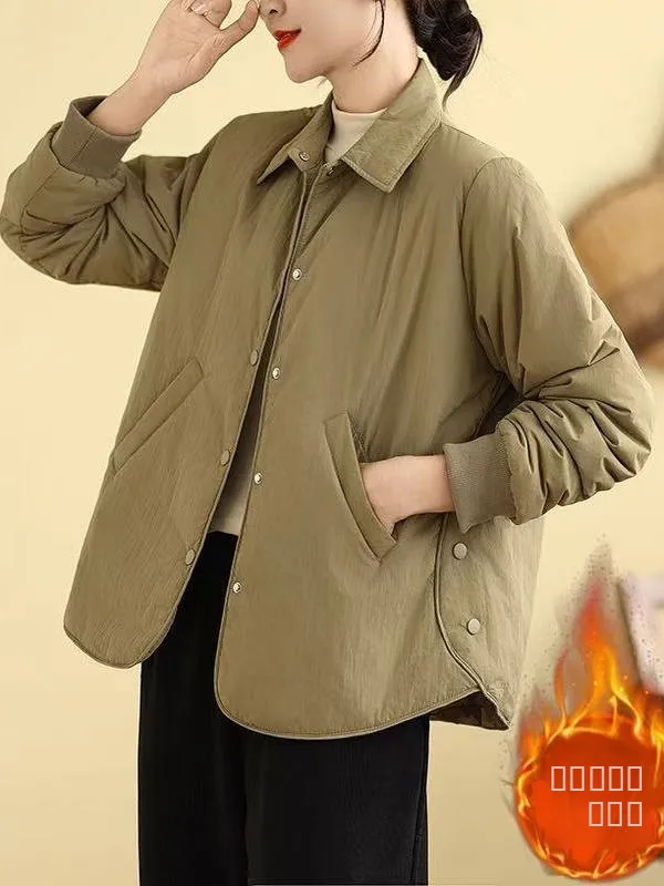 

Warm Cotton Jaet Coat Casual Loose plus Size Women's Simple Sle Slimming Cotton Padded Vest Winter Outerwear Coat