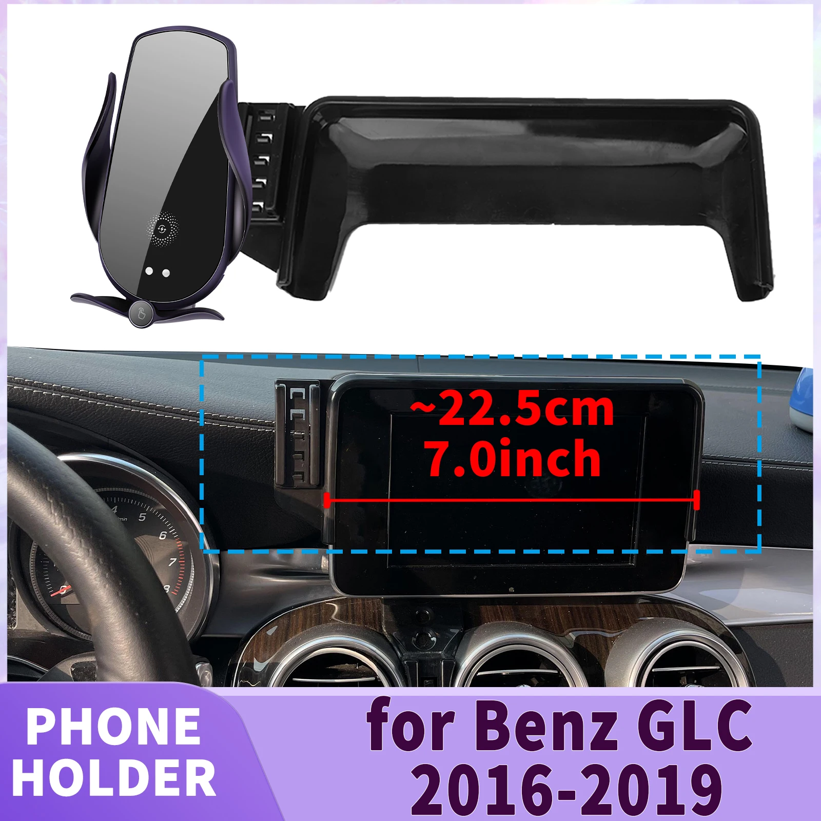 

fit for Mercedes-Benz GLC 2016 2017 2018 2019 (7.0in) X253 C253 Screen Base Phone Holder Mount ​​ Secure Clip Car​​ accessoires