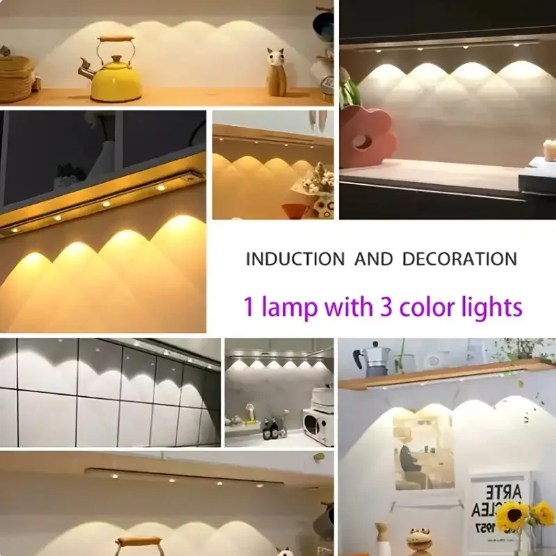 LED Cabinet Light USB Rechargeable Motion Sensor Led Lamp for Kitchen Wardrobe Cabinet Lighting taircase Backlight Night Light