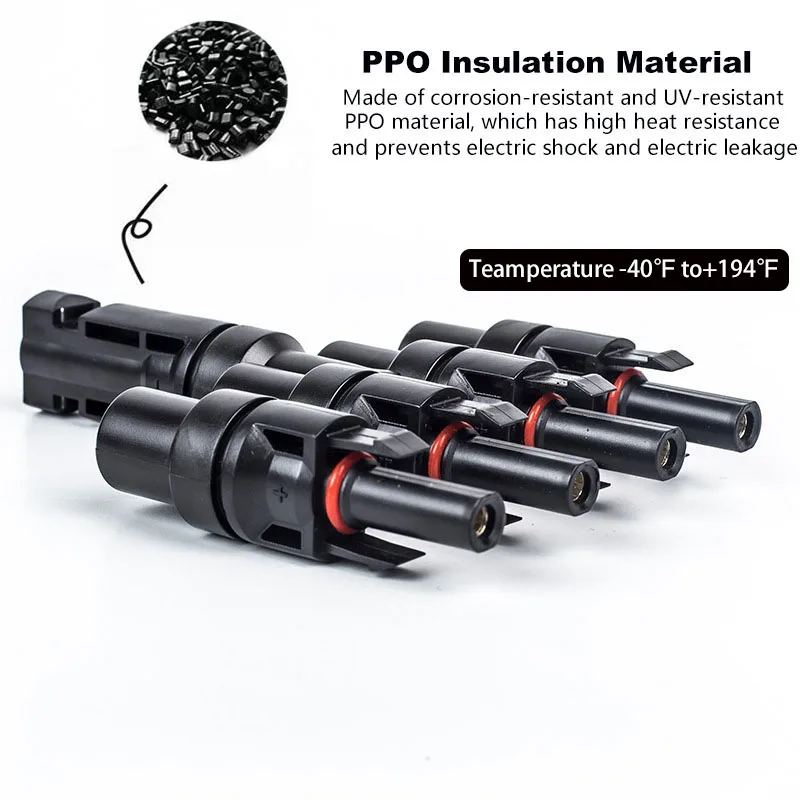 1 Pair T2/T3/T4/T5/T6 30A/1000V Male-Female Branch Solar Parallel Connector for Solar Electric PV Equipment