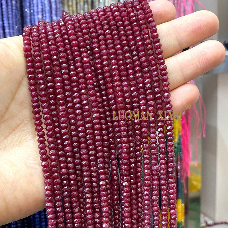 3x4mm Faceted Abacus Natural Stone Morganite Color Chalcedony Spacer Beads for Jewelry Making Diy Bracelet Charms Accessories