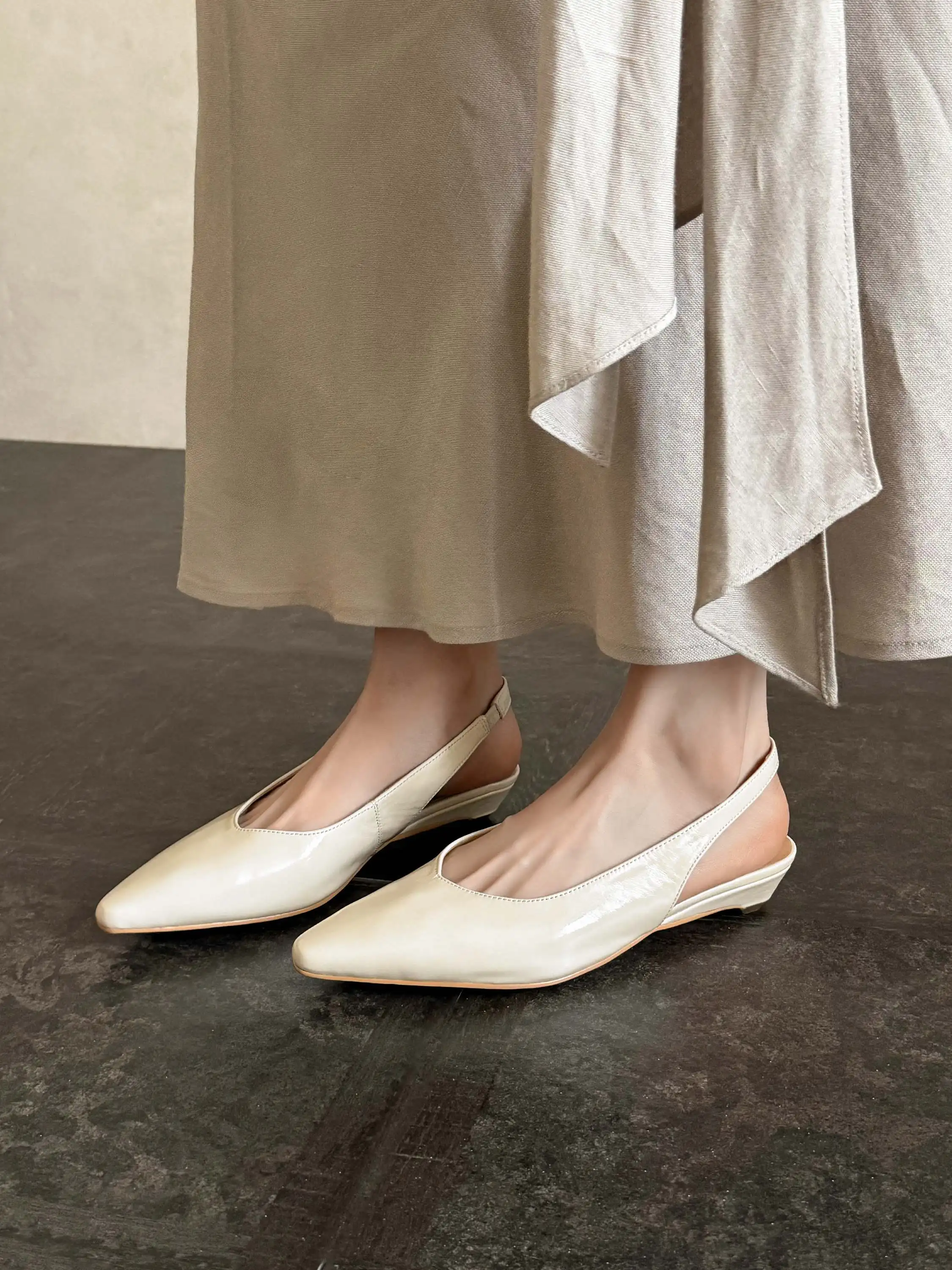Lenkisen 2026cow Leather Slingback Low Heels Summer Shoes Fashion Office Lady Dating Vacation Concise Elegant Brand Women Pumps view 6