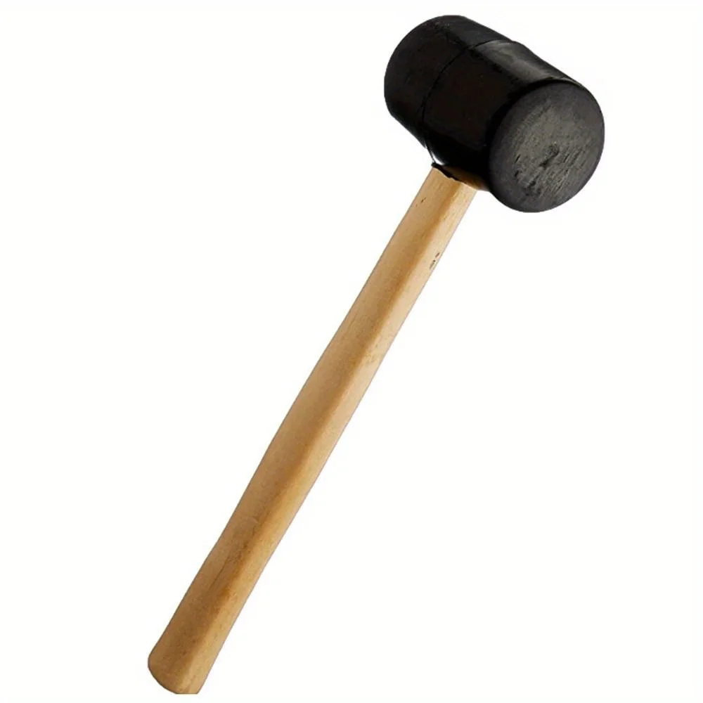 1Set Rubber Mallet Hammer Multifunctional Rubber Hammer for Floor Tile Installation Rubber Mallet with Fiberglass Solid Wood Handle