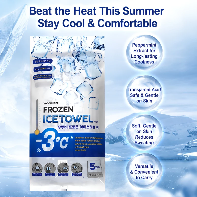 Menthol Cooling Ice Towel  30x50cm Disposable Cold Wipes Sweat Relief Skin Friendly for Sports Travel Outdoor Summer Daily Use