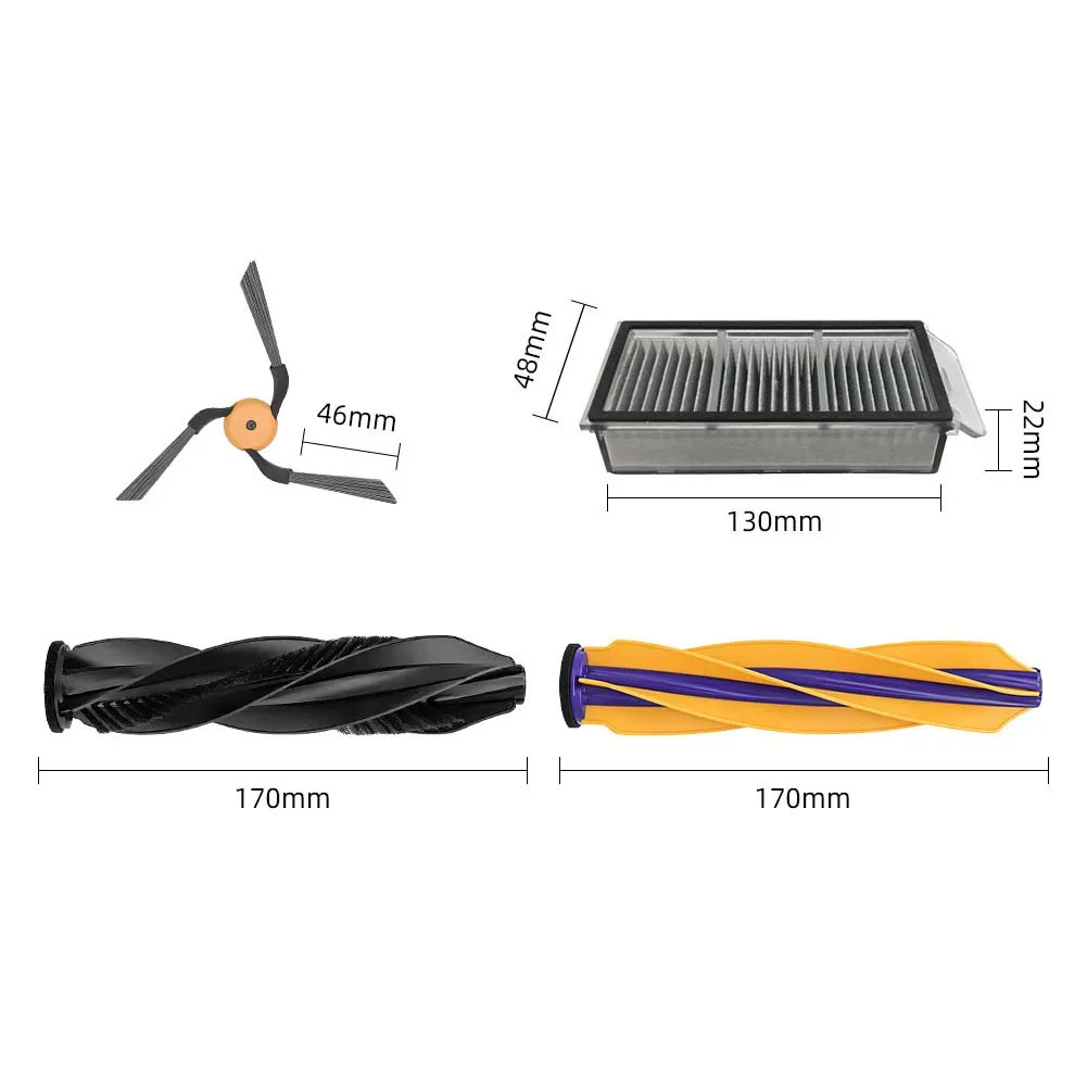 1set Main Roller Brush Side Brush Filter Kit For Dreame X60Pro Ultra Complete Robot Vacuum Cleaner Household Cleaning Accessory