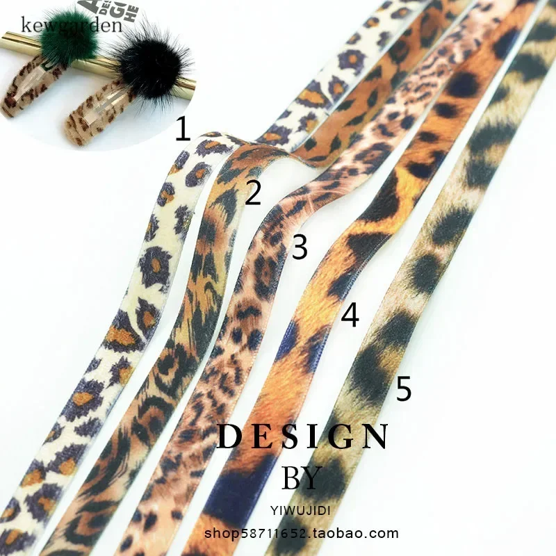 

Kewgarden 3/8" 10mm Leopard Printed Ribbons Handmade Tape DIY Bows Hair Accessories Velvet Ribbon Riband 10 Yards