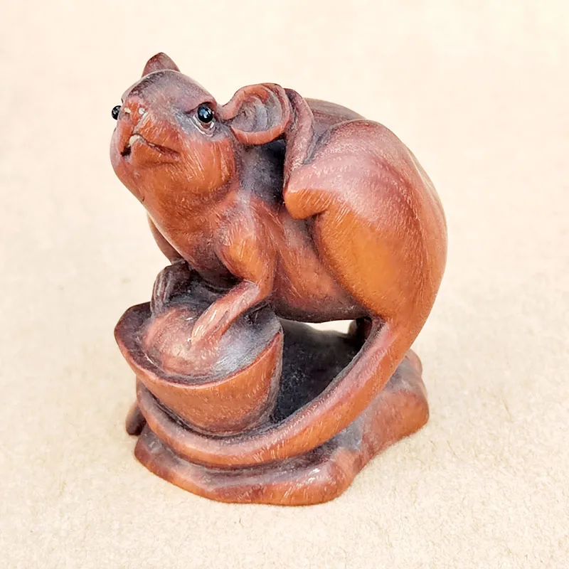 

GX641 - 2" Hand Carved Ironwood Netsuke Figurine - Lovely Mouse