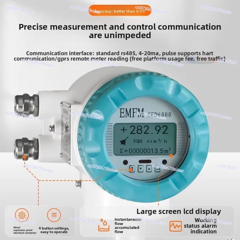 Electromagnetic Flowmeter Sewage High-precision Explosion-proof Integrated Split Pipeline Sewage Flowmeter Liquid Water