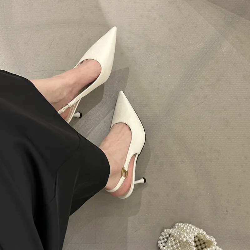 

Summer Pointed Toe Women Sandals Fashion Singbacks Mules Shoes Ladies Elegant Low Heel Stripper Party Sandalias Plus Size 41 42