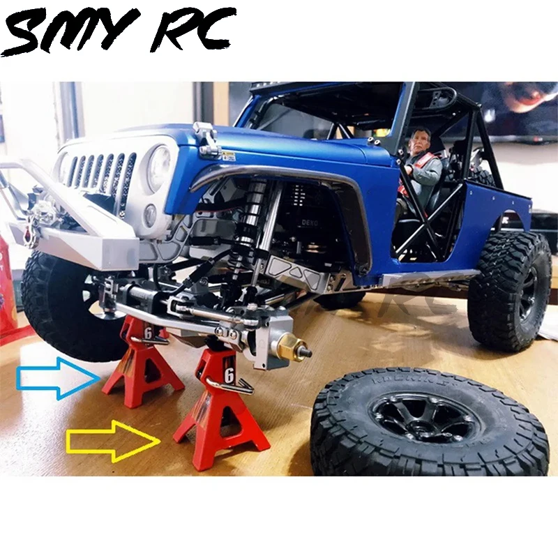 Uchwyt samochodowy z regulacją wysokości imitacja metalu podnośnik RC stojak do gąsienica RC 1/10 osiowy SCX10 Traxxas TRX4 RC4WD D90