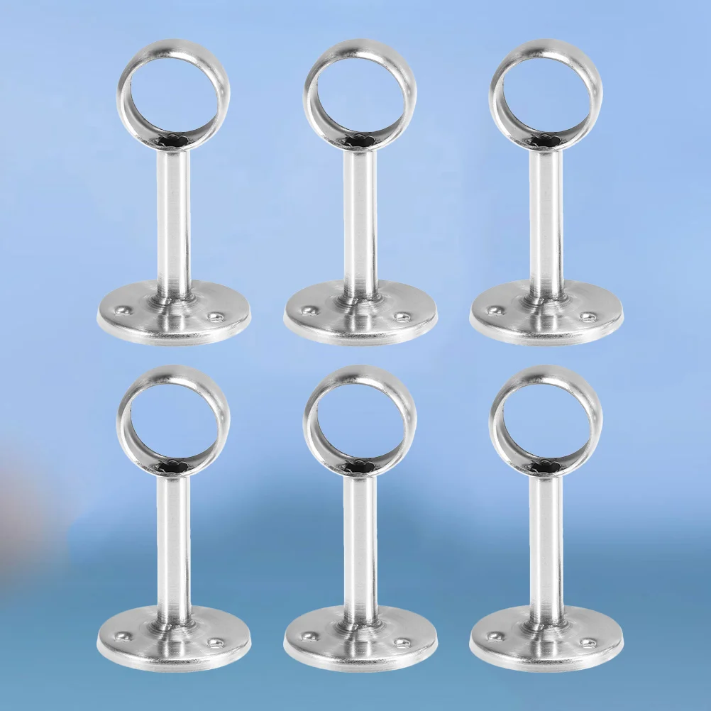 

6Pcs Stainless Steel Wardrobe Rod Support Heavy Duty Bracket for Hanging Clothes Towel Bar Closet Shelf Pipe Hanging Rod