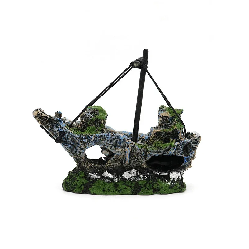 1PC Pirate Wreck Ship Decor Boat Ornament Accessories Decoration Corsair Aquarium Fish Tank Landscape Landscaping Decorations