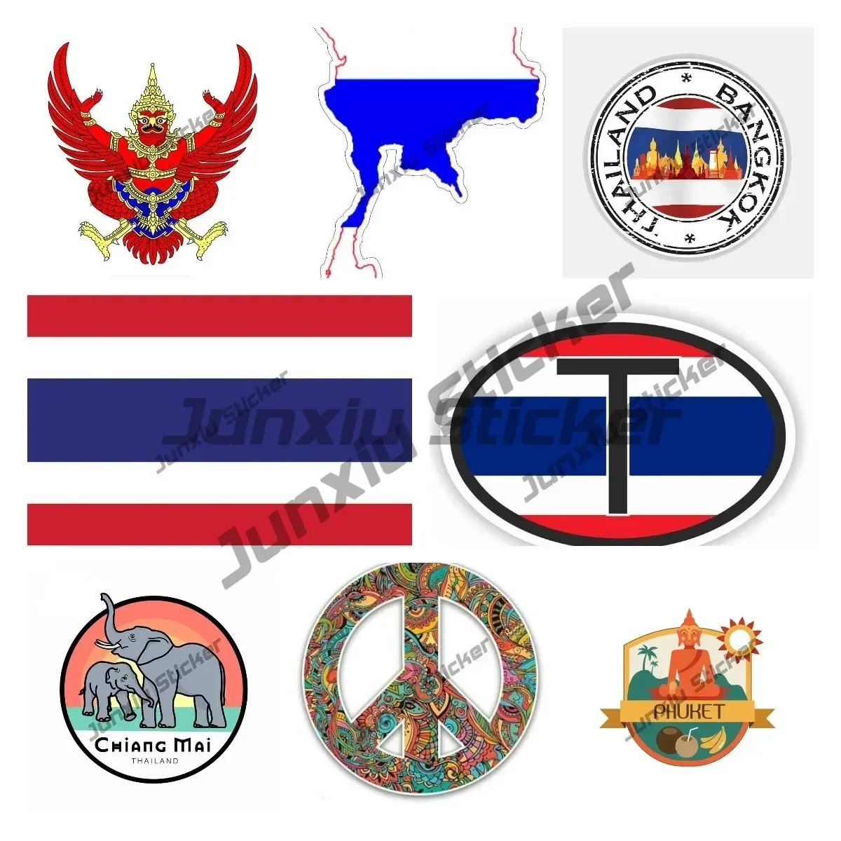 Creative Decals Thailand Map Flag Decal Thai Style Element Elephant Buddhist Decal Premium Quality Vinyl Car Accessories KK13cm
