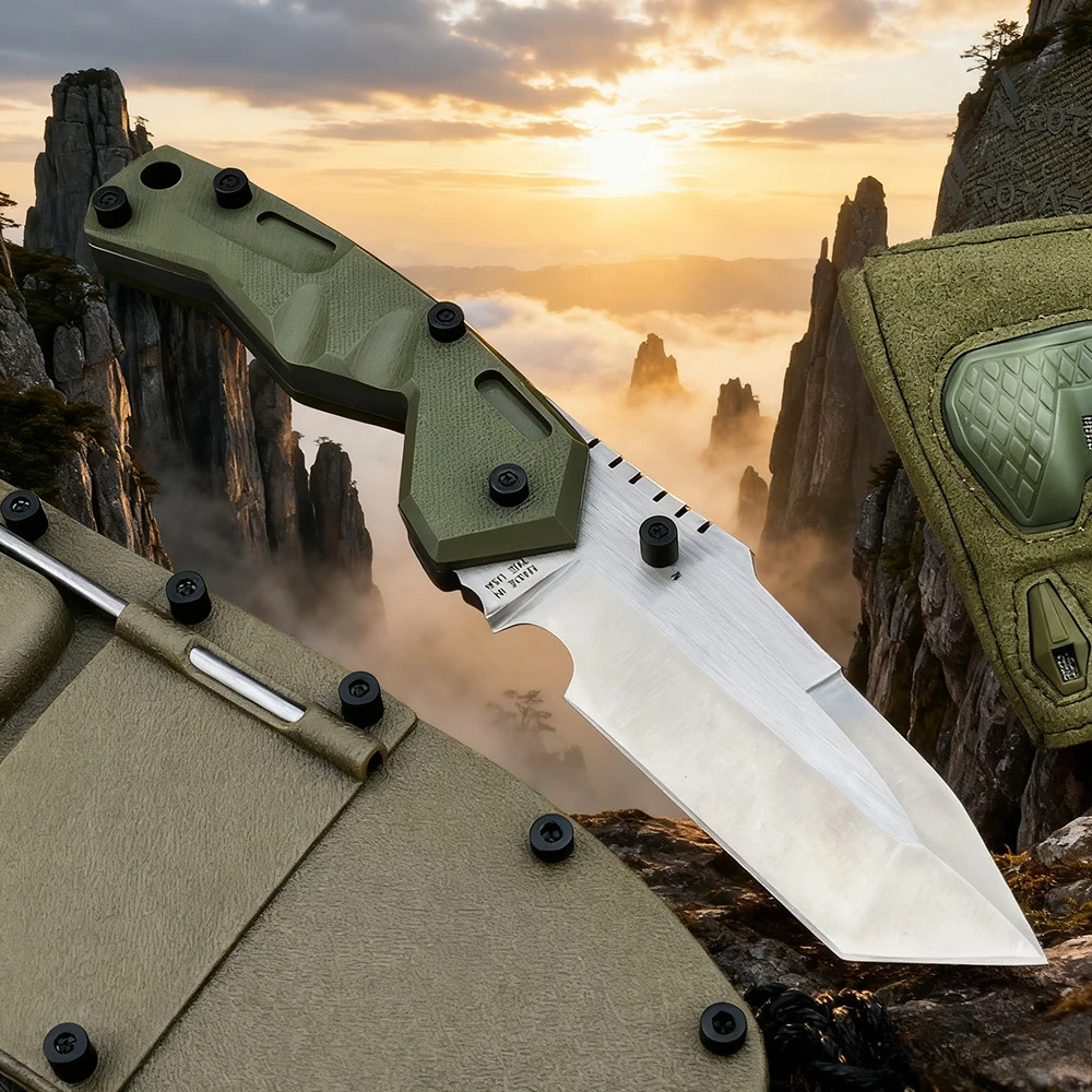 التكتيكية المحمولة البرية بقاء الصيد الدفاع عن النفس مستقيم سكين التخييم في الهواء الطلق EDC سكّين متعدّد الاستخدامات الإنقاذ أدوات متعددة #1