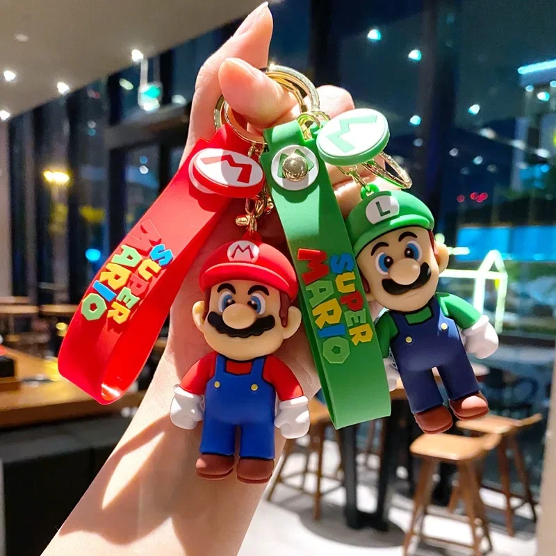 Super Mario Cartoon Cute Mario Keychain Bubble Dragon Keychain Doll Soft Rubber Pendant