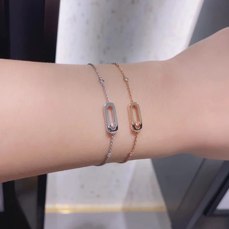 

Luxury French Jewelry MOVE Bracelet 925 Silver Classic Sliding Stone Bracelet Women Fashion Simple Party Valentine's Day Gift