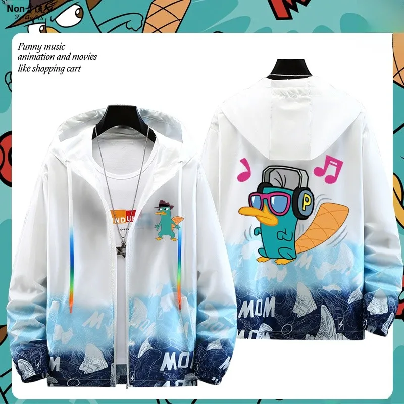 

Ultra-Thin ex Cartoon Dubill Plapus Terry Collaborative Sun Protection Jaet Stand Fit Long Sve Zipper Closure...