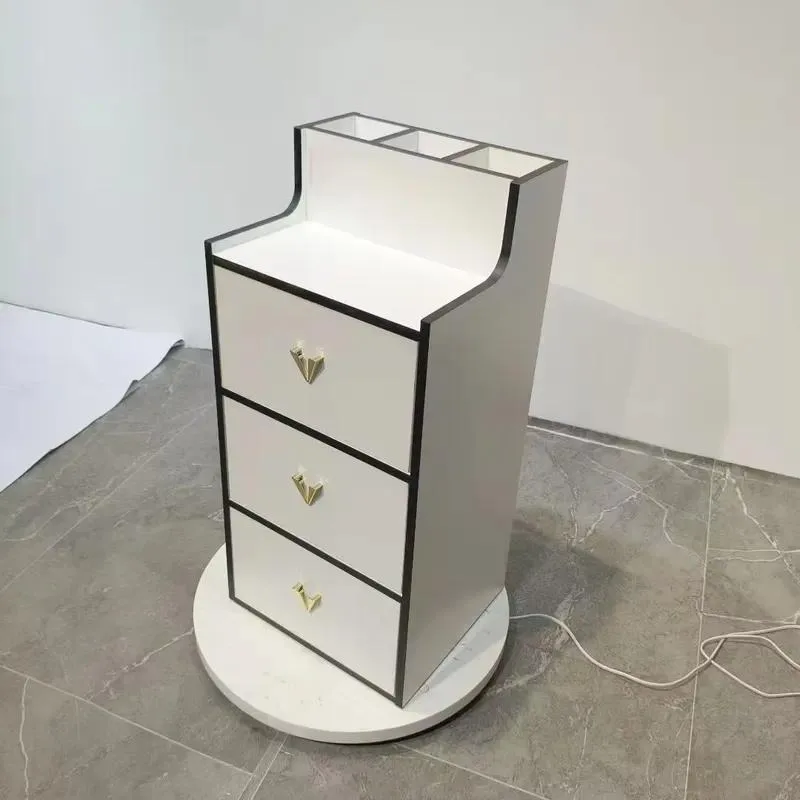 White Black Beauty Storage Cabinet 3 Drawers Gold Handle Scratch Resistant PET G Display Case for Manicure Studio