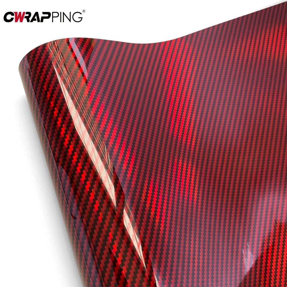 Gloss Laser Red Stickers Carbon Fiber Vinyl Film Motorcycle Body DIY Decorate Wrap Foil Sticker for Car Motorcycle Accessories