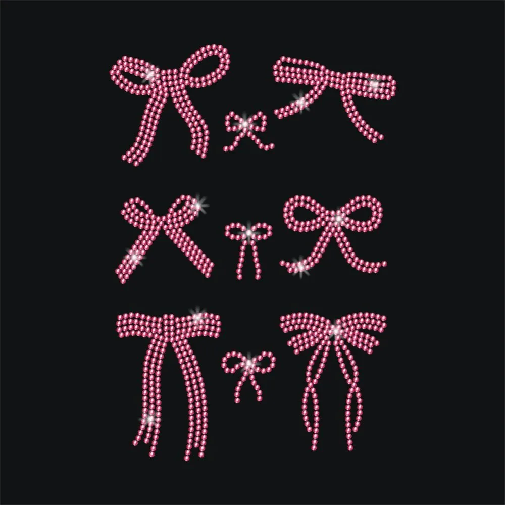 

Vintage Bow Bling Rhinestone Appliques Iron on Hotfix Transfer Decal Rhinestone Stickers for T-Shirt Shoes Hat Decor Clothing